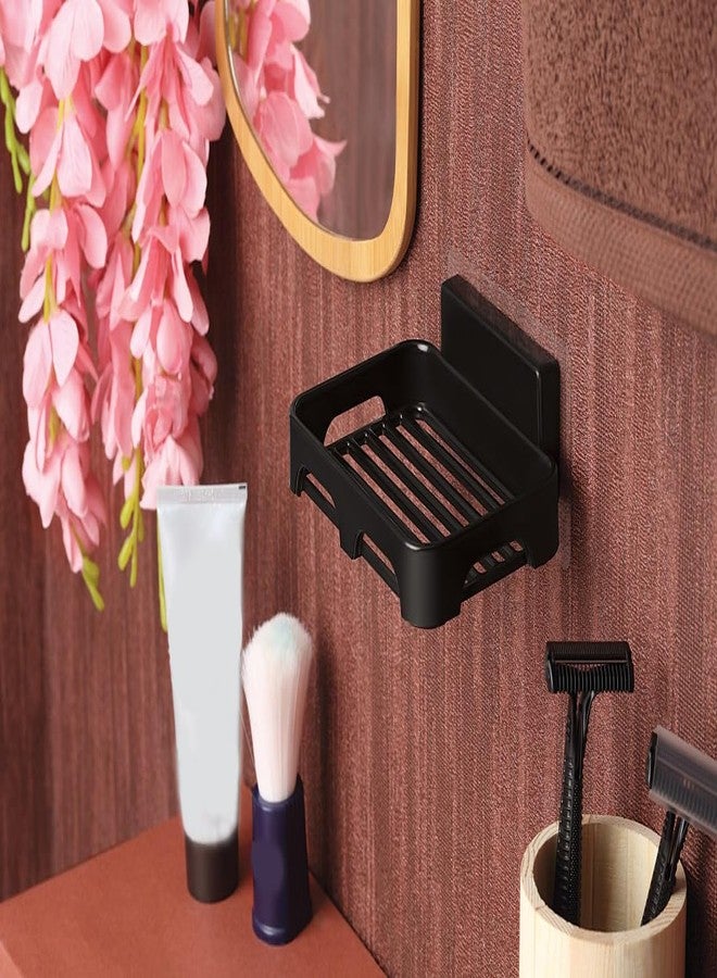 Stickzy 2PC Self Adhesive Soap Dish Wall Mounted Organizer with Drain Tray | No Drill Soap Holder for Bathroom, Shower, Kitchen Sink | Durable Strong Wall Soap Rack (Black, EZ-002) - Image 5